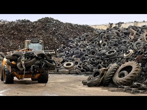 Recycling Process of Old Scrap Tires to Make Oil | Waste Recycling and Convert into Oil