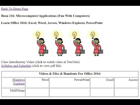 Introduction to Busn 216 Computer Applications for Business People Canvas Web Sites