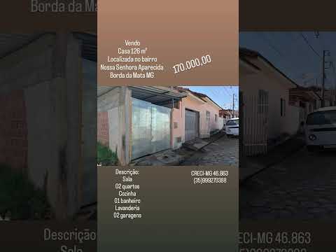 Vendo casa 126m²/ 170.000 00/ Borda da Mata MG/(35)999270388