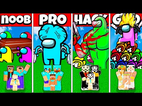 Minecraft Battle FAMILY AMONG US IMPOSTOR HOUSE CHALLENGE NOOB vs PRO vs HACKER vs GOD Animation
