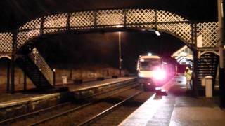 preview picture of video 'Night Passenger Train Arriving Birnam And Dunkeld Highland Perthshire Scotland'