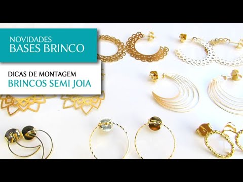 Novas Bases Brinco Argola e Pino Folheados para Montagem de Semi Joias - Pedra Mística