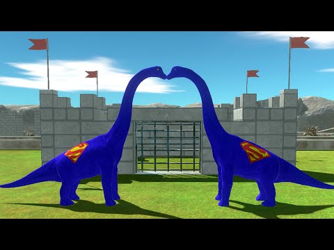 SUPERMAN BRACHIOSAURUS vs SUPERMAN BRACHIOSAURUS CASTLE DEATH RUN - Animal Revolt Battle Simulator