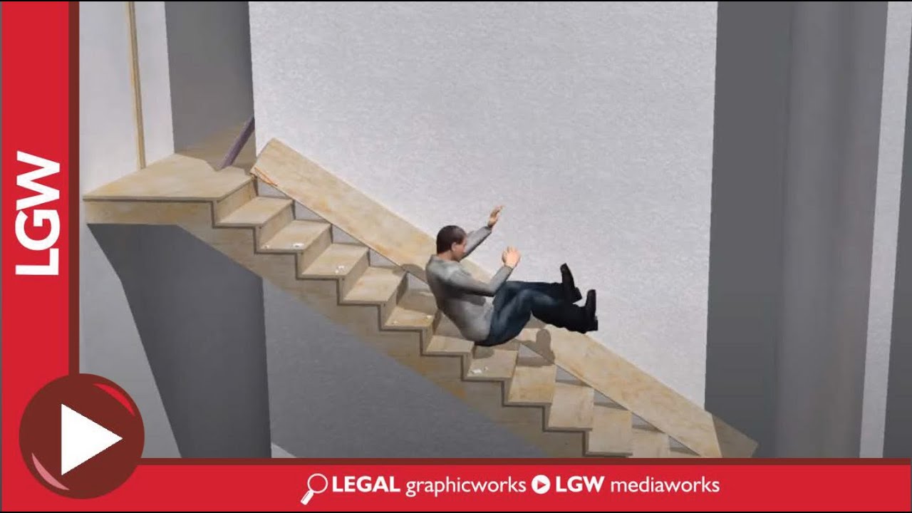 Fall from Stairs with injury 3D animation