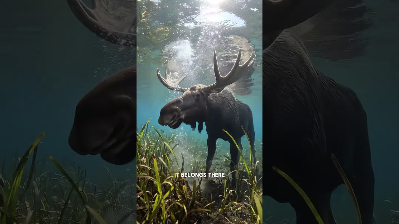 A moose underwater looks unreal but it’s completely real #Moose #AnimalFacts #Wildlife #NatureIsWild