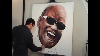 LEE BIVENS time lapse painting of RAY CHARLES Tribute President Obama Usher Demi Lovato oil art
