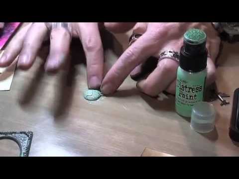 Tim Holtz demos the Faux Antique Technique on Metal - CHA 2015