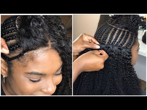 Very Detailed Kinky curly closure hair bundles sew-in install, Looks natural | youthbeauty hair