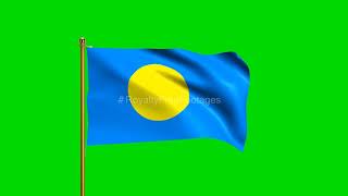 Palau National Flag | World Countries Flag Series | Green Screen Flag | Royalty Free Footages