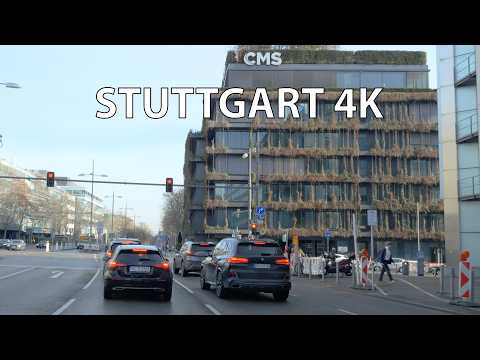 Stuttgart Germany 4K - Morning Drive - Driving Downtown