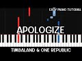 Timbaland ft. OneRepublic - Apologize (Easy Piano Tutorial)