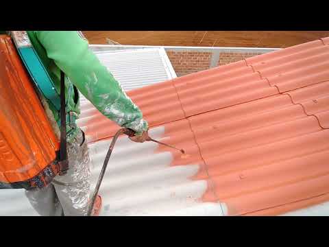 Pintura de telhado com bomba de aplicar  veneno