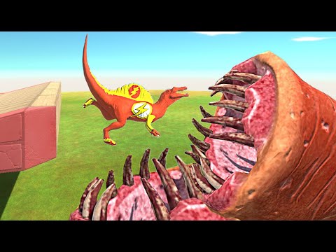 Dinosaurs Race - Run Past Or Defeat The Giant Blade Worm Challenge - Animal Revolt Battle Simulator