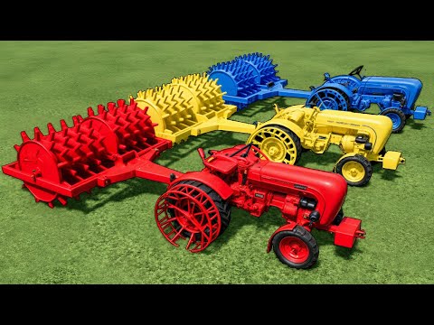 Epic Colorful Tractor Showdown: Giant Roller Rolls vs. PORSCHE Mini Tractors | Farming Simulator 22