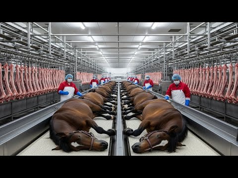 Inside a Modern Factory: From Live Horse to Canned Horse Meat (Full Industrial Process)