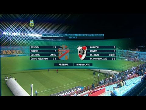 Fútbol en vivo. Arsenal - River. Fecha 5. Torneo de Primera División 2015. FPT.