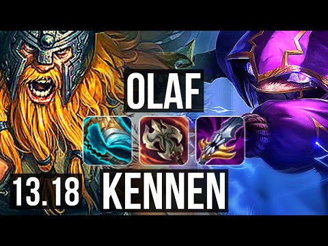 OLAF vs KENNEN (TOP) | 14 solo kills, 300+ games | KR Diamond | 13.18