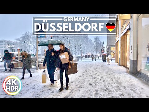 ❄️ Heavy Snowfall in Düsseldorf Germany, January 2024 Walk in 4K HDR 60fps