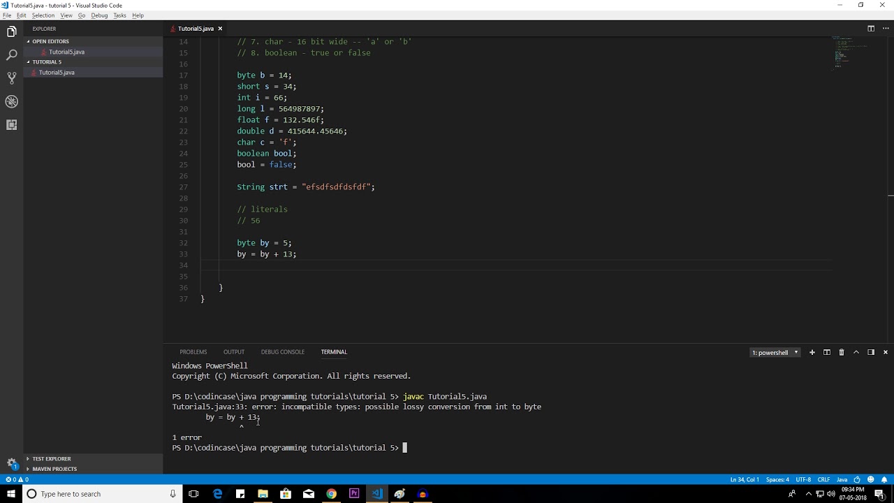 Java Programming Tutorial - 5 - Data Types, Literals, Variables and Arrays