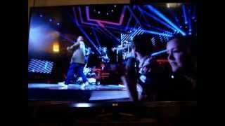 Dizzee Rascal and Robbie Williams. going crazy