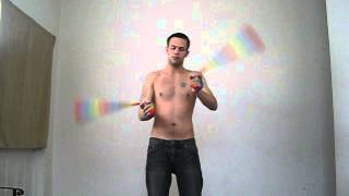 Chris Peach "Peaches" spinning poi socks with his eyes closed