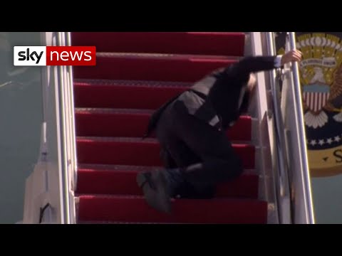 President Biden falls on Air Force One stairs
