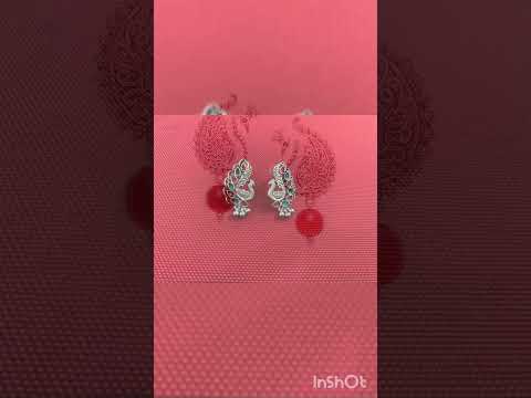 Dual Tone German Silver Peacock Trendy Fashion Earrings