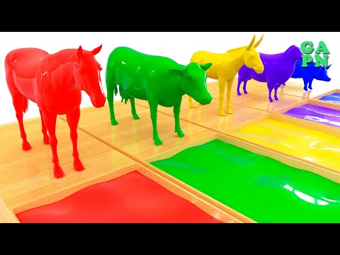 Aprende los colores con el camión transportador de animales domésticos | Animación 3D para niños