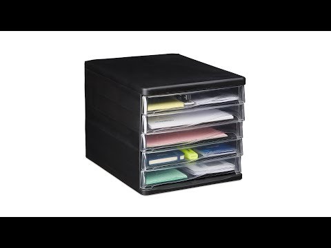 Boîte de tiroirs avec 5 compartiments Noir - Matière plastique - 27 x 25 x 34 cm