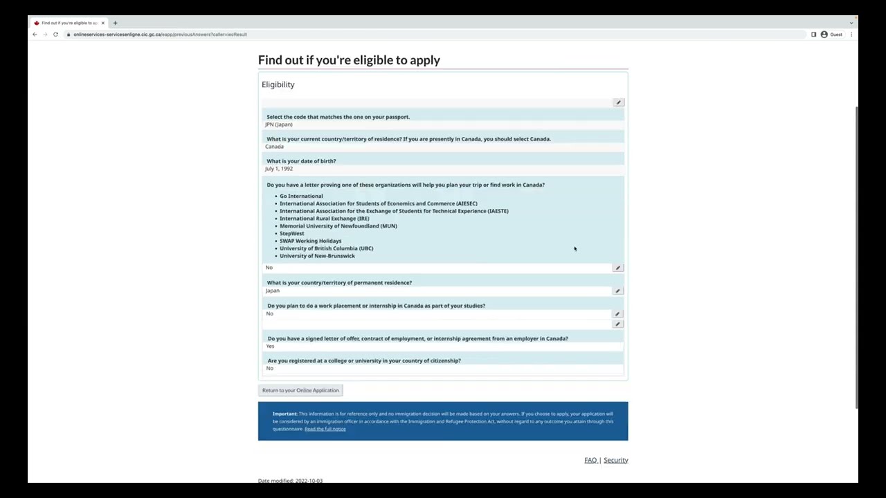 How to submit a profile for an IEC Working Holiday Visa Canada in the applicant pool.