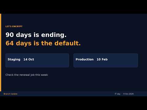Let's Encrypt Drops to 64-Day Certificates: Check Renewal ...