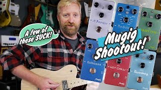 Video thumbnail for MUGIG SHOOTOUT - more $20 pedals: Boost-Tube Drive-High Gain-Modulation-Delay-Reverb - #Affordaboard by 60 Cycle Hum