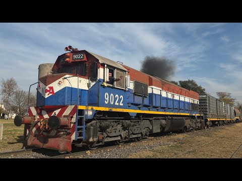 [4K] Tren cargado de NCA con la EMD GT-22CW 9022 pasando por Marcos Juárez!!!!!!