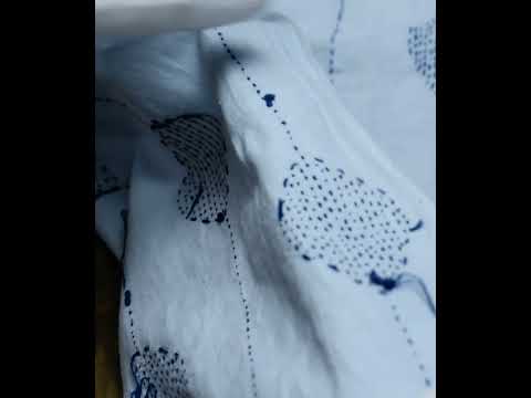 Blue Leaf Drop Khadi Cotton 108 GSM Kantha Fabric — video