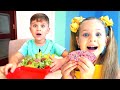 Diana And Roma Pretend Play School Eat Not Healthy Food