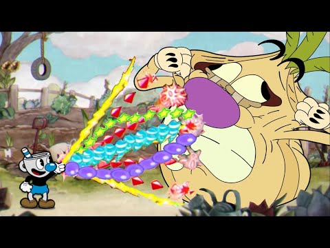 Cuphead - All Bosses Destroyed Using All Weapons Together With Extreme Rapid Fire Rate VS Mugman
