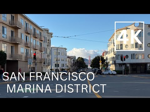 San Francisco Walking Tour 4K | Marina District, Chestnut Street, Marina Green & Palace of Fine Arts
