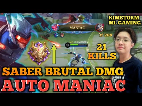 SABER BEST BUILD 2022 | AUTO MANIAC | MYTHIC RANK GAMEPLAY | KIMSTORM ML GAMING | SABER MLBB 2022