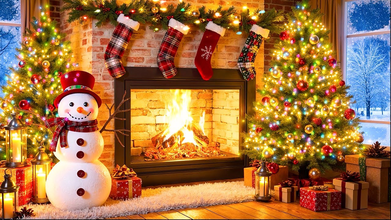 Relaxing Christmas Music Traditional Instrumental🎄Christmas Fireplace Music 🔥 Christmas Background