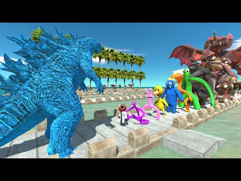 Godzilla 2021 Blue vs Rainbow Friends COCONUT DEATH RUN - Animal Revolt Battle Simulator