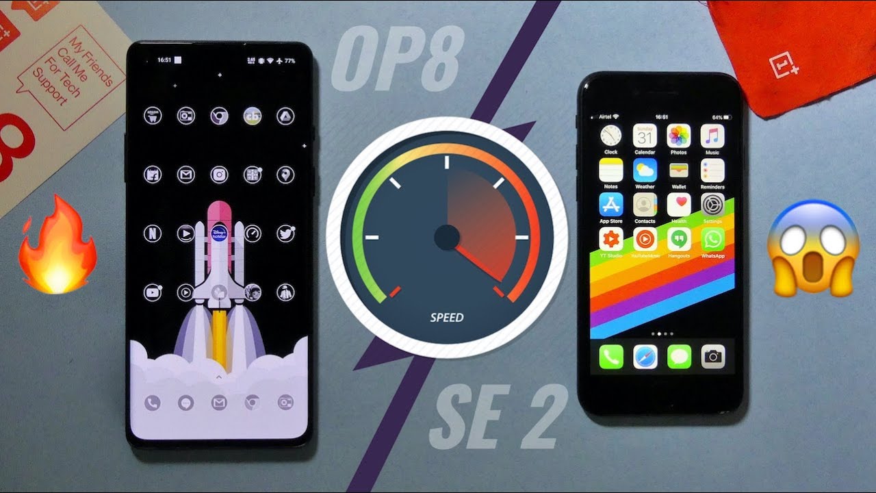 OnePlus 8 vs iPhone SE 2020 Speedtest! Shocking Results 😱😱😱