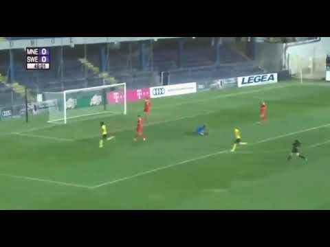 Montenegro U21 vs Sweden U21.   Watch as Anthony Elanga slides two past the Goalkeeper🤯
