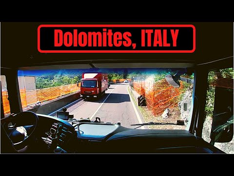 POV Truck Driving - Dolomites Mountains, Italy | Cabin View CV Driving Mercedes Actros