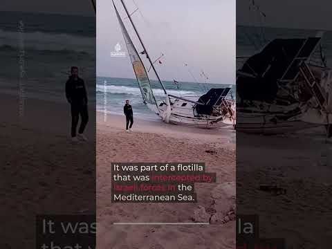 Abandoned flotilla boat washes ashore in Egypt with Gaza aid