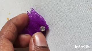 Simple brooches and net flower design on blouse for beginner's