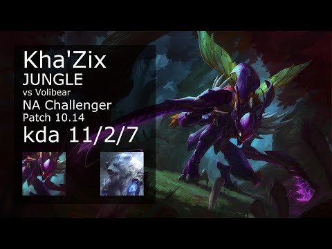 Kha'Zix vs Volibear Jungle - NA Challenger 11/2/7 Patch 10.14 Gameplay