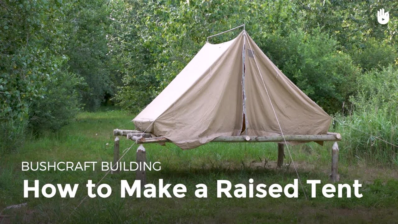 How to Make a Raised Tent Bushcraft Building in the Forest Sikana