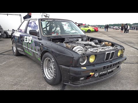 950HP BMW 325i E30 24V Turbo PTB-Racing 0-257 KM/H Acceleration!