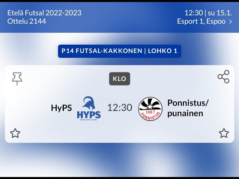 HyPS vs Ponnistus/punainen - 15/01/2023
