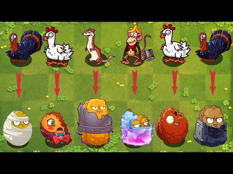 All Plants 1 POWER UP Vs 100 Animal Zombies